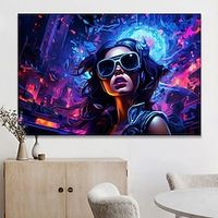 People Wall Art Canvas Woman with a Sense of Future Technology Prints and Posters Pictures Decorative Fabric Painting For Living Room Pictures No Frame miniinthebox