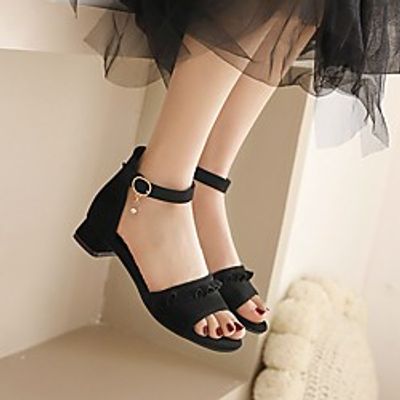 Girls' Sandals Dress Shoes Heel School Shoes PU Synthetics Big Kids(7years ) Flower Event / Party Pink Black Summer miniinthebox