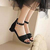 Girls' Sandals Dress Shoes Heel School Shoes PU Synthetics Big Kids(7years ) Flower Event / Party Pink Black Summer miniinthebox - thumbnail
