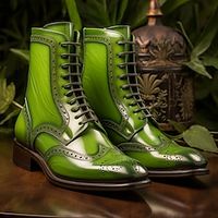Men's Boots Formal Shoes Dress Shoes Walking Classic British Xmas Office  Career Party  Evening PU Waterproof Massage Slip Resistant Booties  Ankle Boots Lace-up Green Fall Winter Lightinthebox - thumbnail