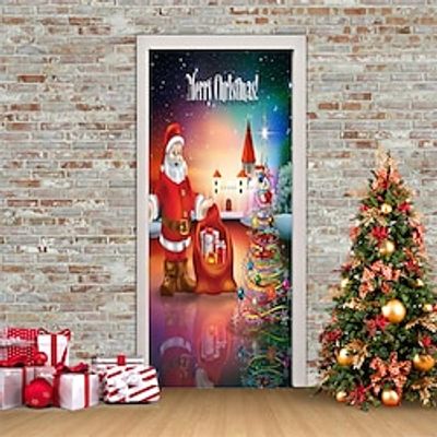 Christmas Decorative Door Sticker 3d Simulation Movable Waterproof Wall Sticker Diy Wallpaper For Bedroom Living Room miniinthebox