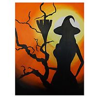 Oil Painting Handmade Hand Painted Wall Art Modern Witch Merry Halloween  Holiday As A Gift Home Decoration Decor Rolled Canvas No Frame Unstretched Lightinthebox - thumbnail