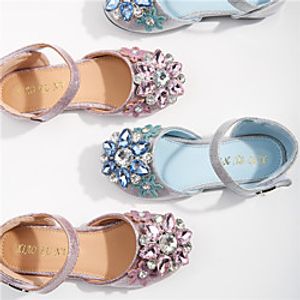 Girls' Flats Flower Girl Shoes Princess Shoes School Shoes Rubber PU Little Kids(4-7ys) Big Kids(7years ) Daily Party  Evening Walking Shoes Rhinestone Sparkling Glitter Buckle Pink Silver Fall miniinthebox
