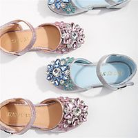 Girls' Flats Flower Girl Shoes Princess Shoes School Shoes Rubber PU Little Kids(4-7ys) Big Kids(7years ) Daily Party  Evening Walking Shoes Rhinestone Sparkling Glitter Buckle Pink Silver Fall miniinthebox - thumbnail
