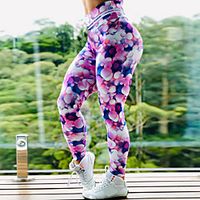 Women's High Waist Yoga Pants Tights Leggings Tummy Control Butt Lift Quick Dry Rainbow Fitness Gym Workout Running Winter Summer Sports Activewear High Elasticity Skinny miniinthebox - thumbnail