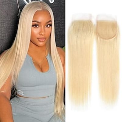 613 Gold HD 4X4 Lace Closure Sheer HD Lace Brazilian Virgin Remy Human Hair Extensions 100% Virgin Blonde Human Hair glueless wigs human hair human hair wigs for black women Lightinthebox