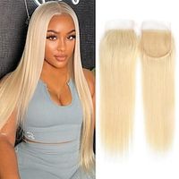 613 Gold HD 4X4 Lace Closure Sheer HD Lace Brazilian Virgin Remy Human Hair Extensions 100% Virgin Blonde Human Hair glueless wigs human hair human hair wigs for black women Lightinthebox - thumbnail