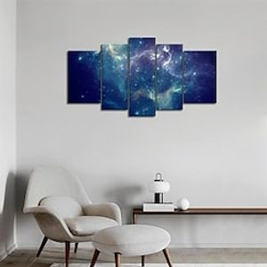 5 Panels Universe Prints Blue Colorful Space Modern Wall Art Wall Hanging Gift Home Decoration Rolled Canvas Unframed Unstretched Painting Core Lightinthebox