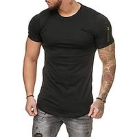 men's gym muscle athletic t-shirt fashion zipper workout cotton shirt slim fit summer short sleeve top miniinthebox - thumbnail