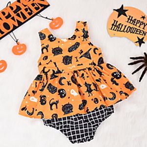 2 Pieces Baby Girls' Basic Cat Animal Print Sleeveless Regular T-shirt  Shorts Gold miniinthebox