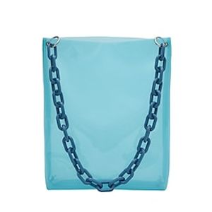 Women's Tote PVC Plastic Solid Color Holiday Going out Blue White Purple Orange Lightinthebox