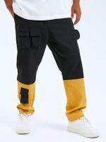 Men Casual Color Block Print Multi Pockets Design Cargo Pants - thumbnail