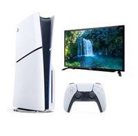 Sony PlayStation 5 Disc Slim Console 1TB (International Edition) & Sharp 32 Inch Aquos HD Ready Digital T2 LED TV, Bundle offer