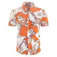 Men's Shirt Other Prints Graphic Short Sleeve Casual Tops Casual Classic Collar Orange / Summer miniinthebox - thumbnail