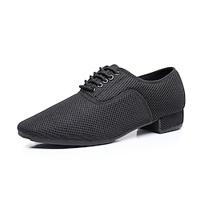 Men's Latin Dance Shoes Modern Dance Shoes Dance Shoes Prom Ballroom Dance Lace Up Party / Evening Mesh Thick Heel Closed Toe Lace-up Adults' Black Lightinthebox - thumbnail