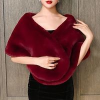 Faux Fur Wraps Shawls Women's Wrap Pure Elegant Sleeveless Terylene Wedding Wraps With Feathers  Fur For Wedding Fall  Winter Lightinthebox - thumbnail