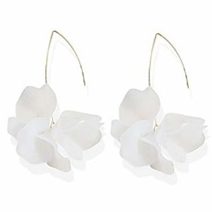 summer rose boho resin petal drop earrings for women flower earrings flower hoop drop earrings acrylic dangle earrings (boho acrylic rose petal drop earrings-white) Lightinthebox