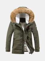 Mens Winter Thicken Detachable Fur Jackets