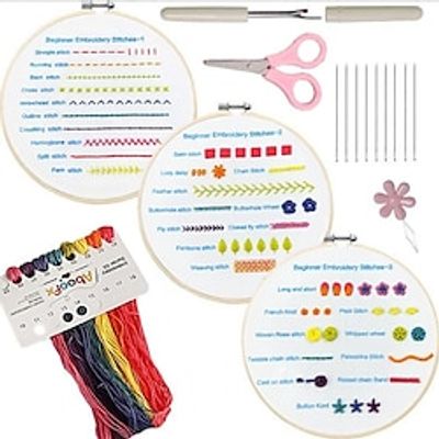Embroidery DIY English Beginner Teaching Material Pack Handmade Needle and Thread Set Lu Embroidery Cross Embroidery Practice Bag Lightinthebox