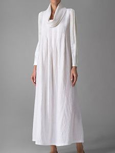 Long-Sleeved Solid-Color Loose-Fitting Dress