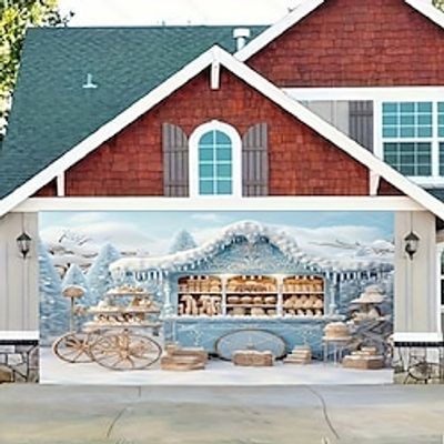 Christmas Outdoor Xmas Garage Door Cover Banner Atmosphere Tree Large Christmas Backdrop Decoration Door Cover Decoration for Christmas Holiday Outdoor Garage Door Home Wall Decorations Lightinthebox