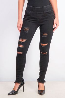 Womens Rockstar Ripped Jeggings Black Womens Rockstar Ripped Jeggings Black