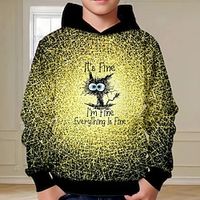 Boys 3D Cat Letter Hoodie Pullover Long Sleeve 3D Print Spring Fall Fashion Streetwear Cool Polyester Kids 3-12 Years Hooded Outdoor Casual Daily Regular Fit Lightinthebox - thumbnail