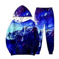 2 Pieces Kids Boys Hoodie  Pants Outfit Graphic Long Sleeve Pocket Set Casual Fashion Daily Winter Fall 7-13 Years Purple Lightinthebox - thumbnail