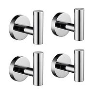 4pcs Wall Hooks Robe Hooks Wall Mounted Stainless Steel for Bathroom Bedroom Kitchen Lightinthebox