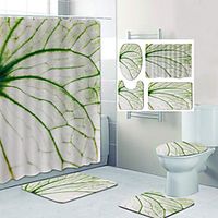 Large Leaves Pattern Printing Bathroom Shower Curtain Leisure Toilet Four-Piece Design miniinthebox - thumbnail