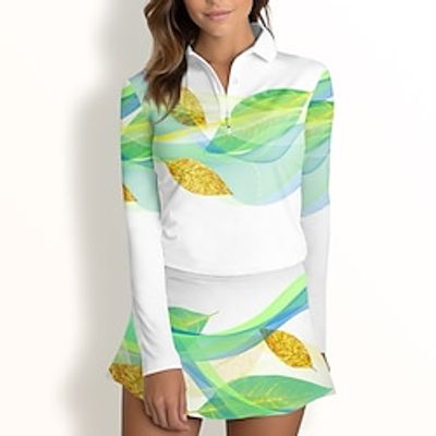 Women's Golf Polo Shirt White Long Sleeve Top Fall Winter Ladies Golf Attire Clothes Outfits Wear Apparel Lightinthebox