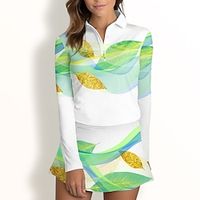 Women's Golf Polo Shirt White Long Sleeve Top Fall Winter Ladies Golf Attire Clothes Outfits Wear Apparel Lightinthebox - thumbnail