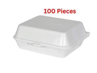 Hotpack Foam Lunch Box With Hinged Lid White 185x140x80 mm 100 Piece - LB2