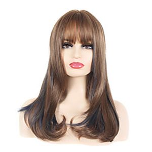 Synthetic Wig Curly Neat Bang Wig Medium Length Light Brown Dark Brown Natural Black Synthetic Hair Women's Cosplay Party Fashion Black Brown Lightinthebox