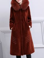 Casual Long Sleeve Hooded Faux Fur Coat