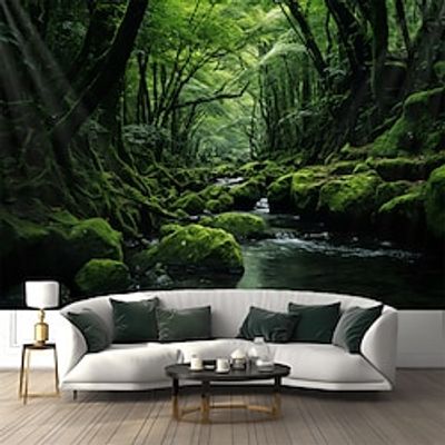 Forest River Hanging Tapestry Wall Art Large Tapestry Mural Decor Photograph Backdrop Blanket Curtain Home Bedroom Living Room Decoration Lightinthebox