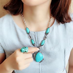 Women's Jewelry Set Vintage Style Precious Joy Believe Unique Design Ethnic Fashion Vintage Boho Earrings Jewelry Blue For Christmas Halloween Anniversary Street Festival 3pcs miniinthebox