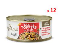 Applaws Taste Topper in Broth Chicken with Beef Dog Tin 156g x 12