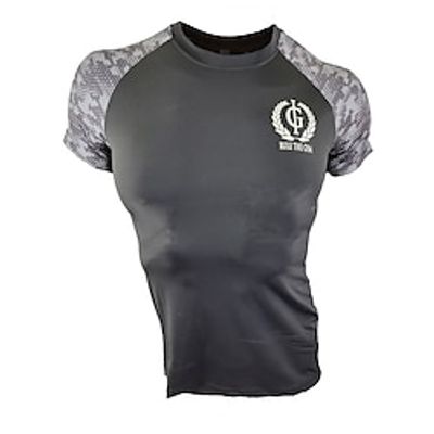 Men's Compression Shirt Running Shirt Short Sleeve Shirt Athletic Athleisure Breathable Quick Dry Moisture Wicking Fitness Gym Workout Running Sportswear Activewear Camouflage Black Lightinthebox