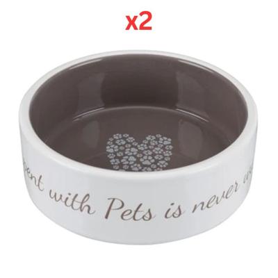 Trixie Pets Home Ceramic Bowl for Dogs Taupe - 1.4L (Pack of 2)