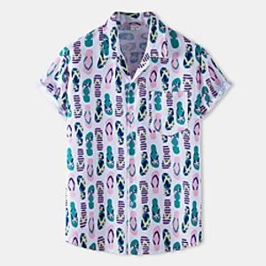 Men's Shirt 3D Print Graphic Prints Print Short Sleeve Vacation Tops Beach Boho White Lightinthebox