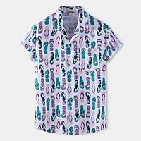 Men's Shirt 3D Print Graphic Prints Print Short Sleeve Vacation Tops Beach Boho White Lightinthebox - thumbnail