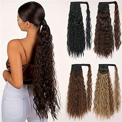 22 Inch Long Corn Wavy Hair Extensions Synthetic Wrap Around Curly Hair Extensions For Women Girls Lightinthebox