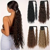 22 Inch Long Corn Wavy Hair Extensions Synthetic Wrap Around Curly Hair Extensions For Women Girls Lightinthebox - thumbnail