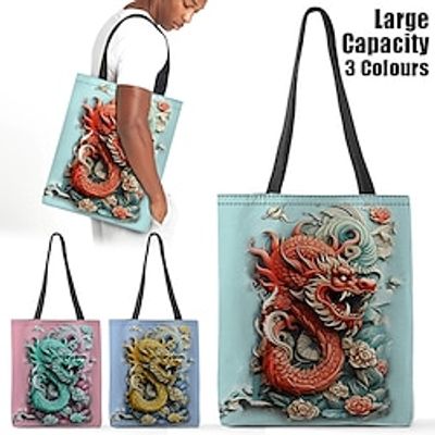 Women's Tote Shoulder Bag Canvas Tote Bag Polyester Shopping Daily Holiday Print Large Capacity Foldable Lightweight Animal Patterned Pink Blue Green Lightinthebox Women's Tote Shoulder Bag Canvas Tote Bag Polyester Shopping Daily Holiday Print Large Capacity Foldable Lightweight Animal Patterned Pink Blue Green Lightinthebox