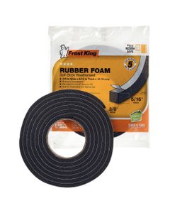 Frost King 3/8 x 5/16" x 10Ft. Black Rubber Foam Tape Weatherseal