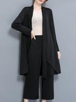 Elegant Solid Pockets Patchwork Long Sleeve Kimonos For Women