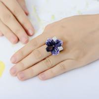 Enamel Ornaments Explosive money Process Ring ladies Plating alloy blue butterfly