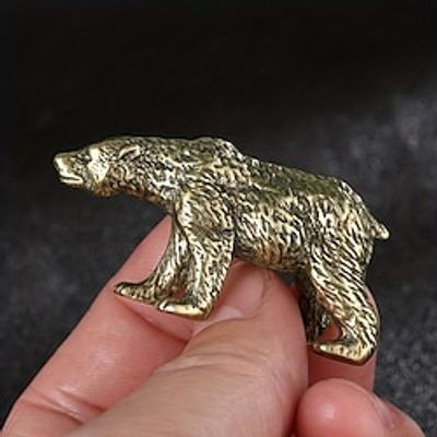 Antique Brass Bear Statue - Copper Animal Decoration for Home Office and Bedroom - Unique Tabletop Sculpture and Household Accessory Lightinthebox