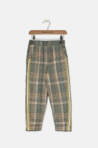 Kids Girls Side Pocket Check Pants  Yellow/Black Combo